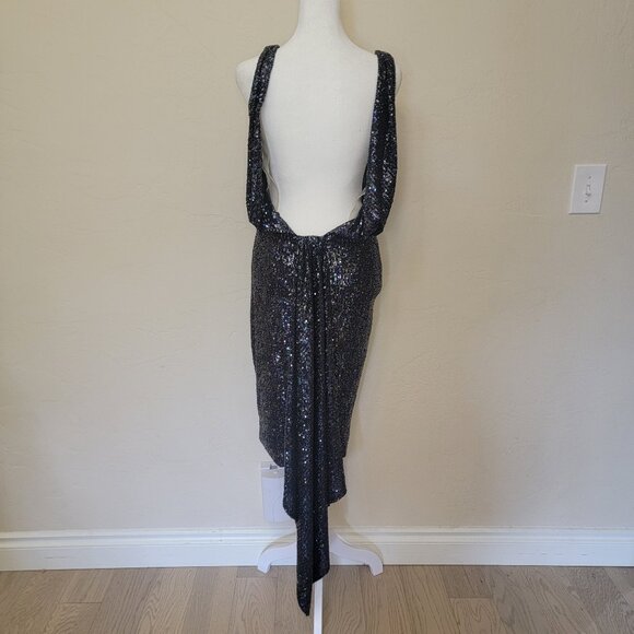 Jovani Cocktail Dress Plunging V-Neck with Open back Sequins Knee-length NWT - Picture 2 of 6